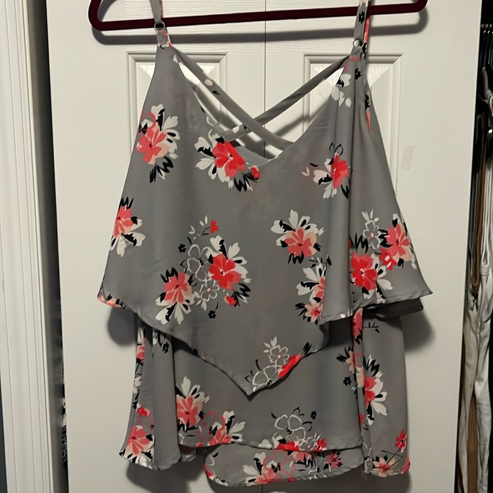 Torrid Gray Floral Tank Top